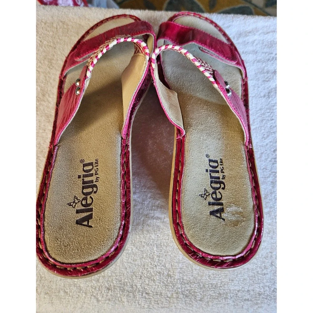 Alegria Lana Pink Leather Woven Wedge Slide Sandals Womens 42 LAN-105